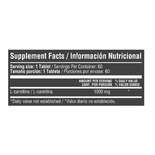 L-Carnitina 1.000mg X 60 Tabletas - Healty America 1 l-carnitina